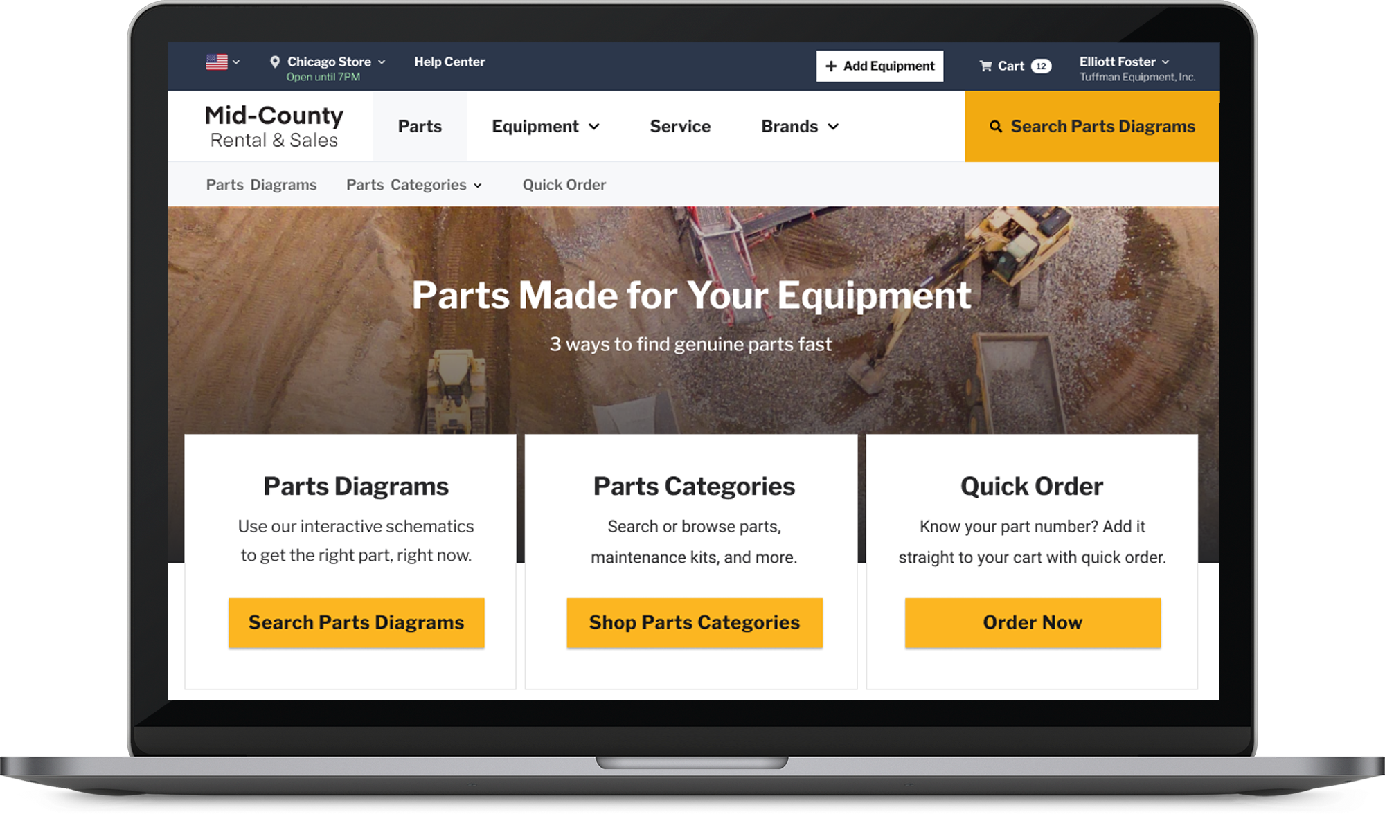 SmartEquip e-Commerce Store interface on laptop and tablet
